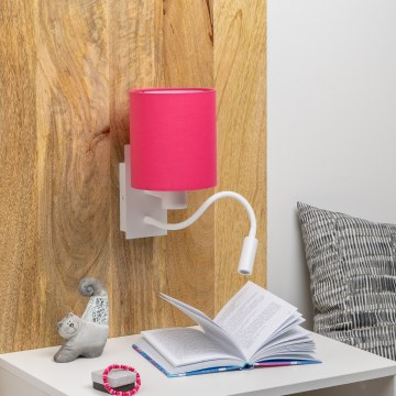 Brilagi - LED Εύκαμπτο φωτιστικό τοίχου NUBILA 1xE27/25W/230V + LED/3W λευκό/ροζ