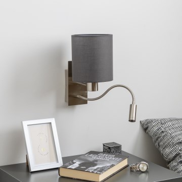 Brilagi - LED Εύκαμπτο φωτιστικό τοίχου NUBILA 1xE27/25W/230V + LED/3W ματ χρώμιο/ανθρακί