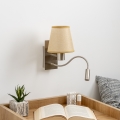 Brilagi - LED Εύκαμπτο φωτιστικό τοίχου NUBILA 1xE27/25W/230V + LED/3W ματ χρώμιο/ανοιχτό καφέ