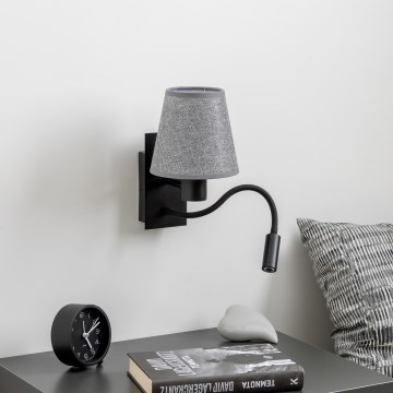 Brilagi - LED Εύκαμπτο φωτιστικό τοίχου NUBILA 1xE27/25W/230V + LED/3W μαύρο/γκρι