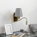 Brilagi - LED Εύκαμπτο φωτιστικό τοίχου NUBILA 1xE27/25W/230V + LED/3W ορείχαλκος/γκρι