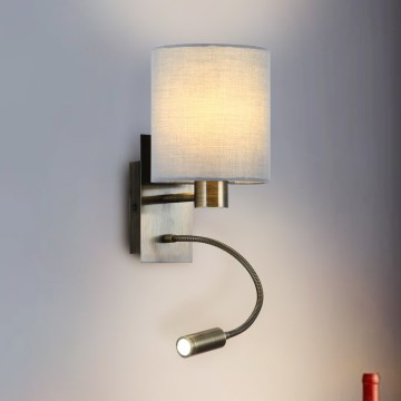 Brilagi - LED Εύκαμπτο φωτιστικό τοίχου NUBILA 1xE27/25W/230V + LED/3W ορείχαλκος/κρεμ