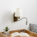 Brilagi - LED Εύκαμπτο φωτιστικό τοίχου NUBILA 1xE27/25W/230V + LED/3W ορείχαλκος/κρεμ