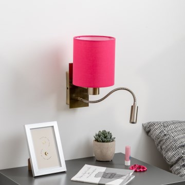 Brilagi - LED Εύκαμπτο φωτιστικό τοίχου NUBILA 1xE27/25W/230V + LED/3W ορείχαλκος/ροζ