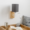 Brilagi - LED Εύκαμπτο φωτιστικό τοίχου NUBILA WOOD 1xE27/25W/230V + LED/3W δρυς/ανθρακί