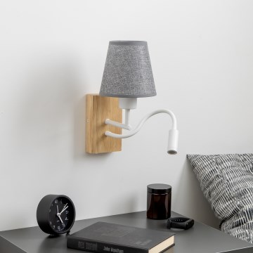Brilagi - LED Εύκαμπτο φωτιστικό τοίχου NUBILA WOOD 1xE27/25W/230V + LED/3W δρυς/γκρι
