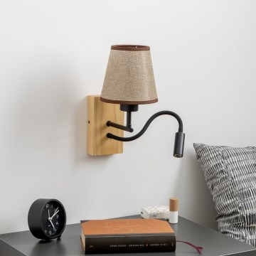 Brilagi - LED Εύκαμπτο φωτιστικό τοίχου NUBILA WOOD 1xE27/25W/230V + LED/3W δρυς/καφέ