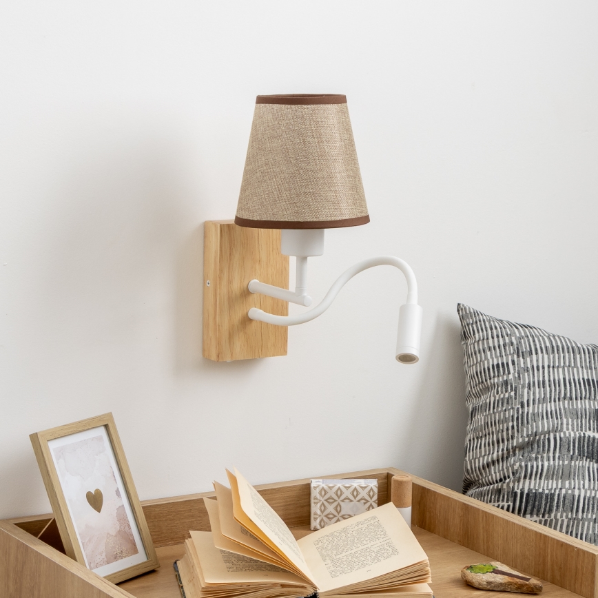 Brilagi - LED Εύκαμπτο φωτιστικό τοίχου NUBILA WOOD 1xE27/25W/230V + LED/3W δρυς/καφέ