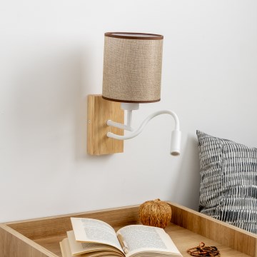 Brilagi - LED Εύκαμπτο φωτιστικό τοίχου NUBILA WOOD 1xE27/25W/230V + LED/3W δρυς/καφέ