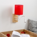 Brilagi - LED Εύκαμπτο φωτιστικό τοίχου NUBILA WOOD 1xE27/25W/230V + LED/3W δρυς/κόκκινο