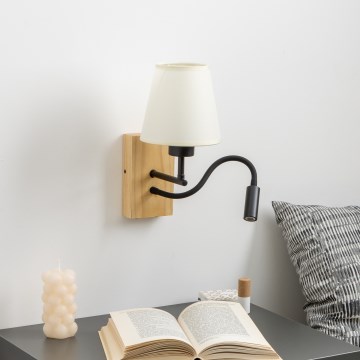 Brilagi - LED Εύκαμπτο φωτιστικό τοίχου NUBILA WOOD 1xE27/25W/230V + LED/3W δρυς/κρεμ
