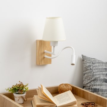 Brilagi - LED Εύκαμπτο φωτιστικό τοίχου NUBILA WOOD 1xE27/25W/230V + LED/3W δρυς/κρεμ