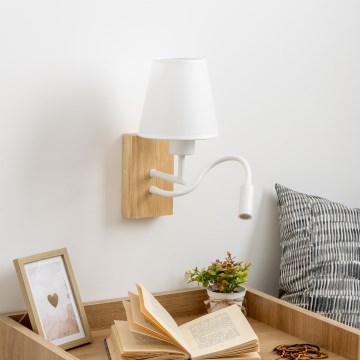 Brilagi - LED Εύκαμπτο φωτιστικό τοίχου NUBILA WOOD 1xE27/25W/230V + LED/3W δρυς/λευκό