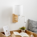 Brilagi - LED Εύκαμπτο φωτιστικό τοίχου NUBILA WOOD 1xE27/25W/230V + LED/3W δρυς/λευκό
