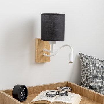 Brilagi - LED Εύκαμπτο φωτιστικό τοίχου NUBILA WOOD 1xE27/25W/230V + LED/3W δρυς/μαύρο