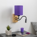 Brilagi - LED Εύκαμπτο φωτιστικό τοίχου NUBILA WOOD 1xE27/25W/230V + LED/3W δρυς/μωβ