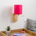 Brilagi - LED Εύκαμπτο φωτιστικό τοίχου NUBILA WOOD 1xE27/25W/230V + LED/3W δρυς/ροζ