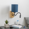 Brilagi - LED Εύκαμπτο φωτιστικό τοίχου NUBILA WOOD 1xE27/25W/230V + LED/3W δρυς/σκούρο μπλε