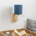 Brilagi - LED Εύκαμπτο φωτιστικό τοίχου NUBILA WOOD 1xE27/25W/230V + LED/3W δρυς/σκούρο μπλε
