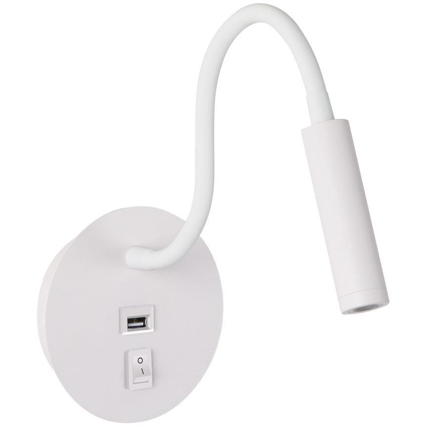 Brilagi - LED Εύκαμπτο φωτιστικό τοίχου με θύρα USB MAYA LED/3W/230V 4000K λευκό