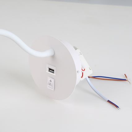 Brilagi - LED Εύκαμπτο φωτιστικό τοίχου με θύρα USB MAYA LED/3W/230V 4000K λευκό