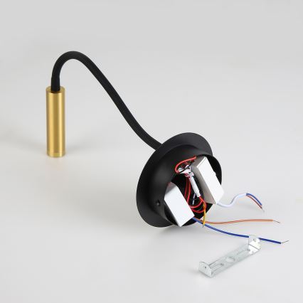 Brilagi - LED Εύκαμπτο φωτιστικό τοίχου με θύρα USB MAYA LED/3W/230V 4000K μαύρο/χρυσό