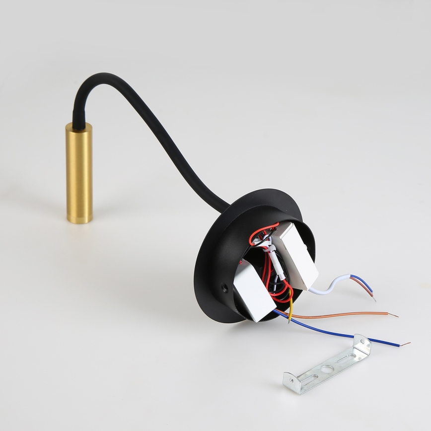 Brilagi - LED Εύκαμπτο φωτιστικό τοίχου με θύρα USB MAYA LED/3W/230V 4000K μαύρο/χρυσό