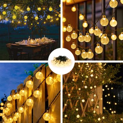 Brilagi - LED Ηλιακά διακοσμητικά λαμπάκια BUBBLE 50xLED/8 λειτουργίες 7m IP65 θερμό λευκό 600 mAh