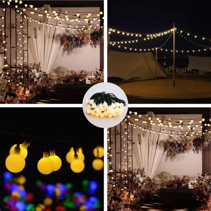Brilagi - LED Ηλιακά διακοσμητικά λαμπάκια BUBBLE 50xLED/8 λειτουργίες 7m IP65 θερμό λευκό 600 mAh