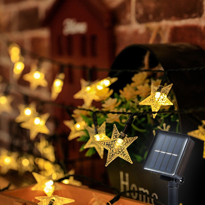 Brilagi - LED Ηλιακά διακοσμητικά λαμπάκια STARS 50xLED/8 λειτουργίες 7m IP65 θερμό λευκό 600 mAh