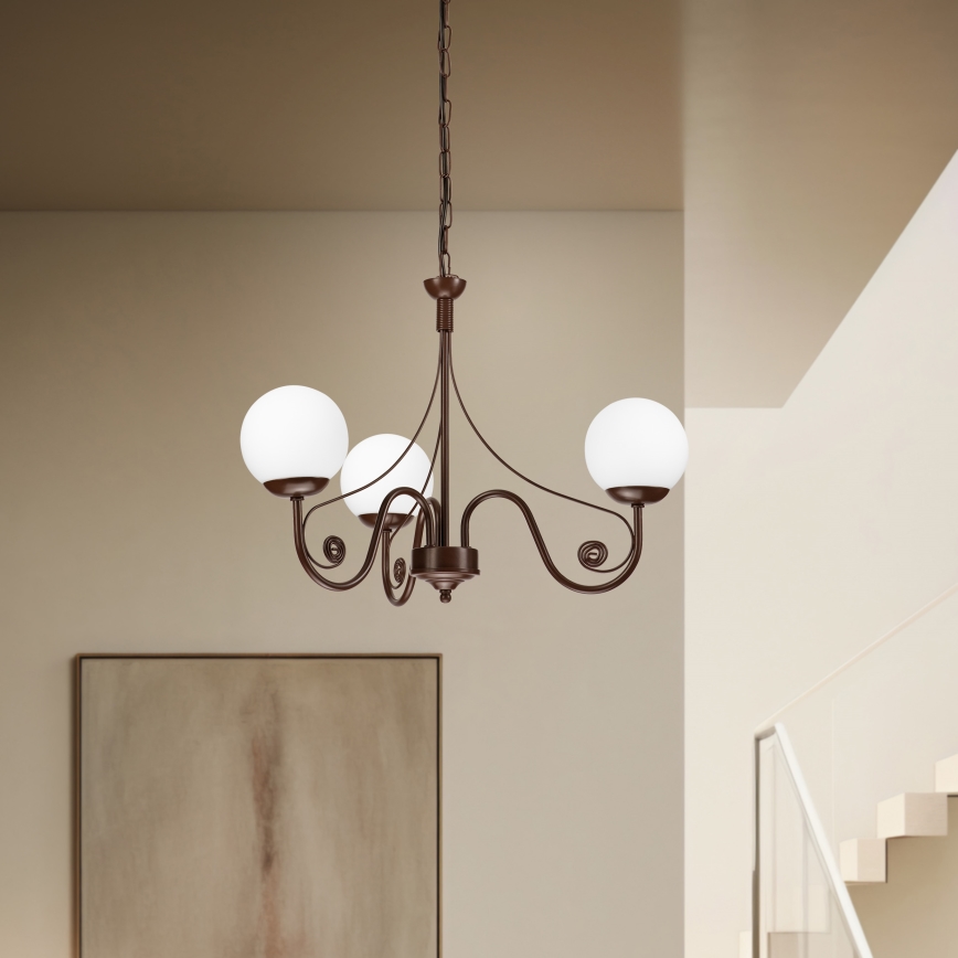 Brilagi - LED Κρεμαστό φωτιστικό οροφής COTTAGE 3xG9/40W/230V καφέ/λευκό