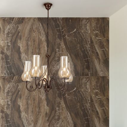 Brilagi - LED Κρεμαστό φωτιστικό οροφής COTTAGE 5xE14/40W/230V καφέ