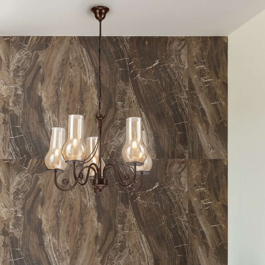 Brilagi - LED Κρεμαστό φωτιστικό οροφής COTTAGE 5xE14/40W/230V καφέ