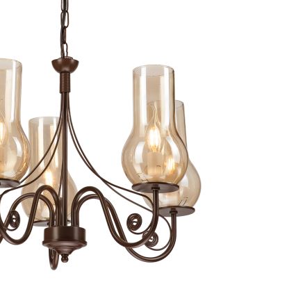 Brilagi - LED Κρεμαστό φωτιστικό οροφής COTTAGE 5xE14/40W/230V καφέ