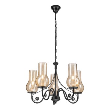 Brilagi - LED Κρεμαστό φωτιστικό οροφής COTTAGE 5xE14/40W/230V μαύρο/καφέ