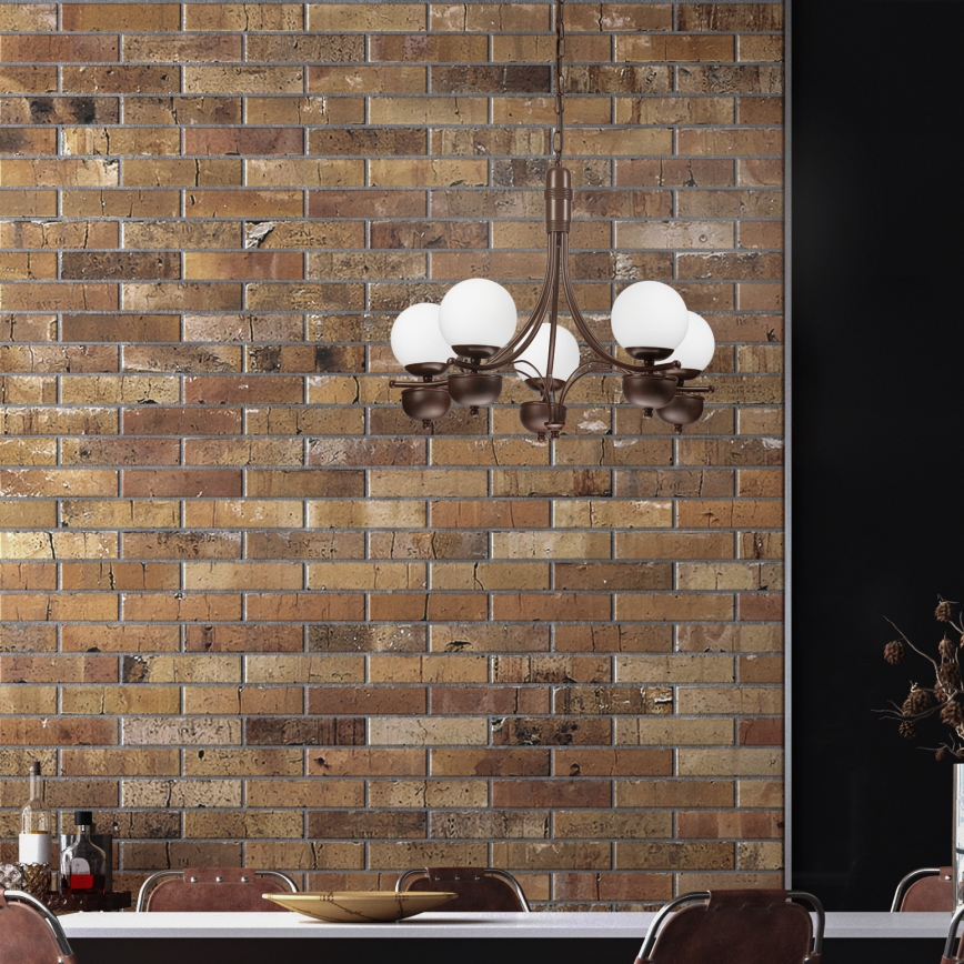 Brilagi - LED Κρεμαστό φωτιστικό οροφής COTTAGE 5xG9/40W/230V δρυς/λευκό