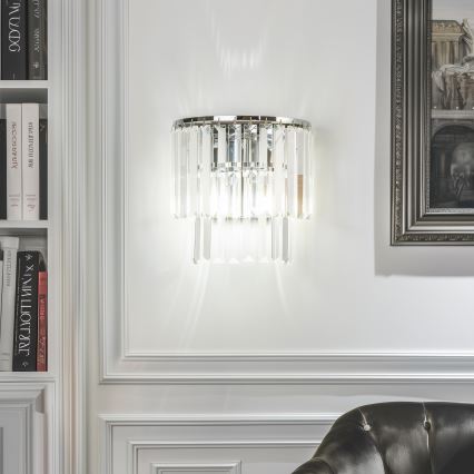 Brilagi - LED Κρυστάλλινο επιτοίχιο φωτιστικό MOZART 2xE14/40W/230V γυαλιστερό χρώμιο