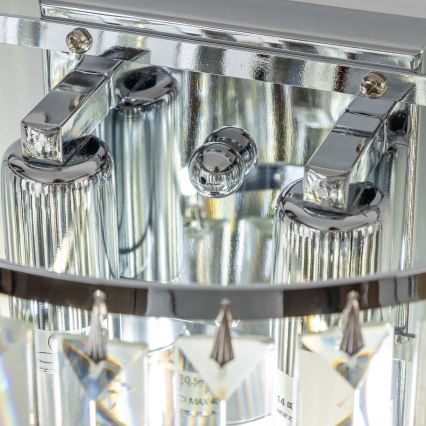 Brilagi - LED Κρυστάλλινο επιτοίχιο φωτιστικό MOZART 2xE14/40W/230V γυαλιστερό χρώμιο