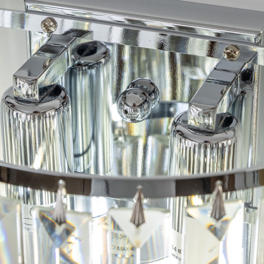 Brilagi - LED Κρυστάλλινο επιτοίχιο φωτιστικό MOZART 2xE14/40W/230V γυαλιστερό χρώμιο
