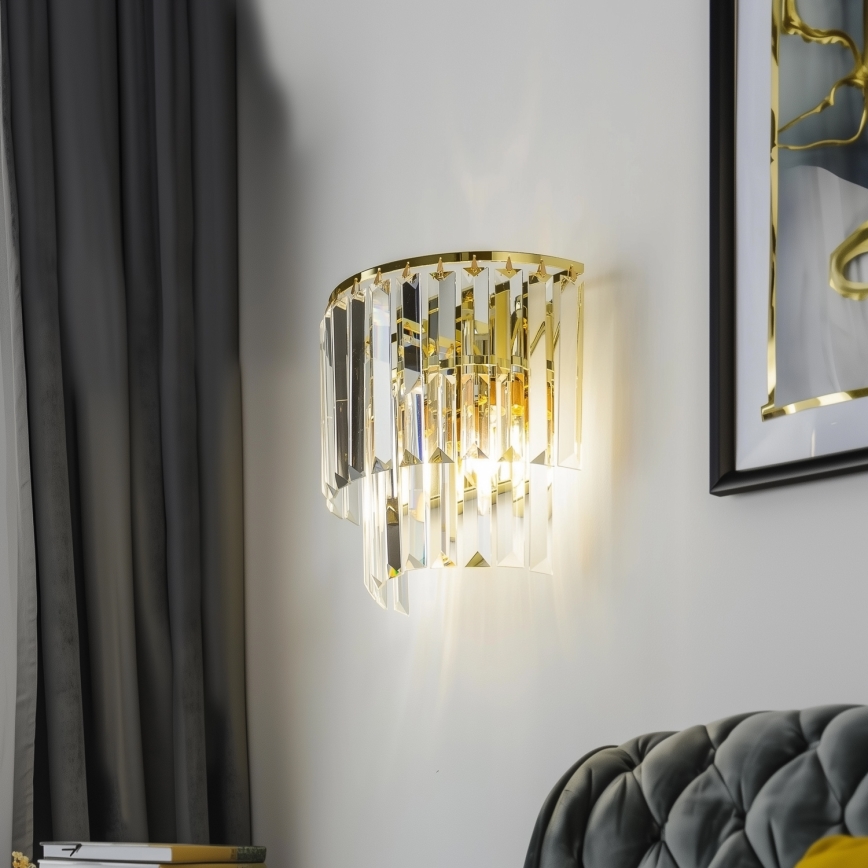 Brilagi - LED Κρυστάλλινο επιτοίχιο φωτιστικό MOZART 2xE14/40W/230V χρυσαφί