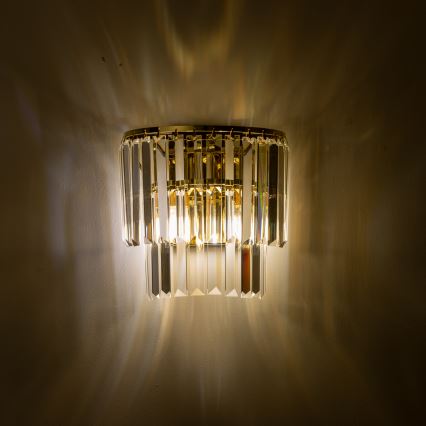 Brilagi - LED Κρυστάλλινο επιτοίχιο φωτιστικό MOZART 2xE14/40W/230V χρυσαφί