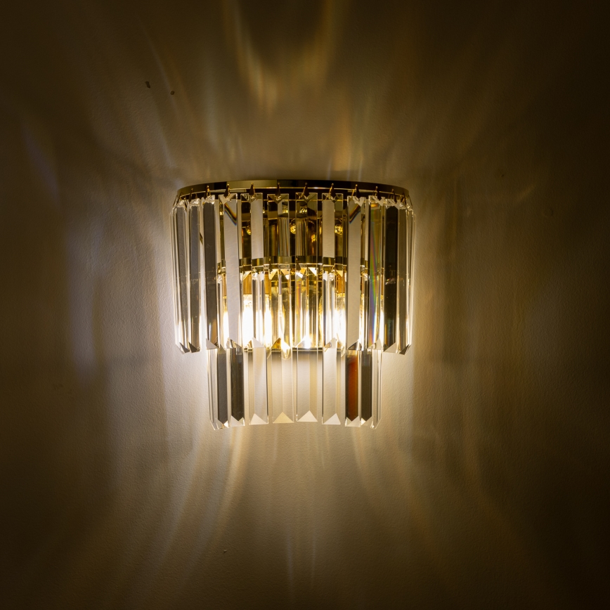 Brilagi - LED Κρυστάλλινο επιτοίχιο φωτιστικό MOZART 2xE14/40W/230V χρυσαφί