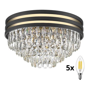 Brilagi - LED Κρυστάλλινο φωτιστικό οροφής VELURE 5xE14/40W/230V μαύρο