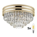 Brilagi - LED Κρυστάλλινο φωτιστικό οροφής VELURE 5xE14/40W/230V χρυσαφί