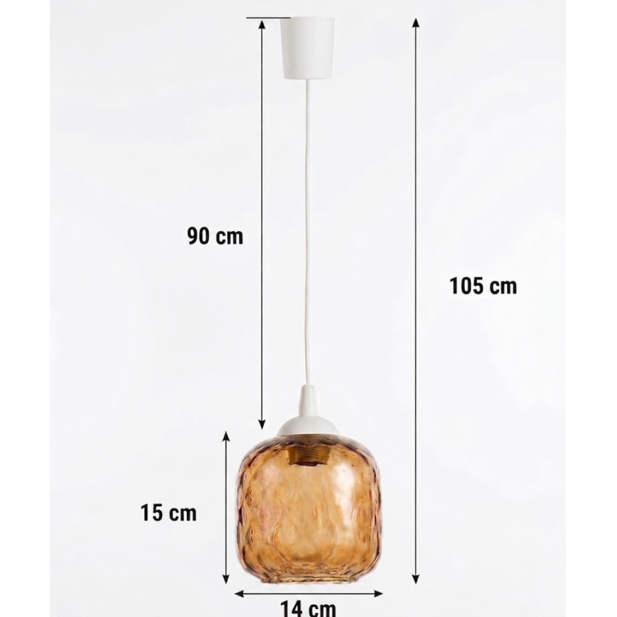 Brilagi - LED κρεμαστό φωτιστικό με καλώδιο RETRO GLASS 1xE27/60W/230V Ø 14 cm λευκό/καπνιστό καφέ