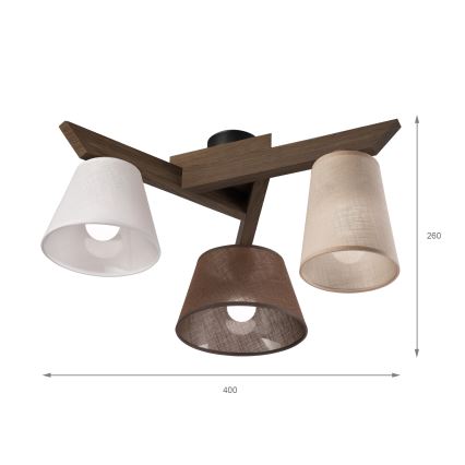 Brilagi - LED Οροφής φωτιστικό ANTHONY 3xE14/40W/230V δρυς καρυδιά