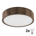Brilagi - LED Οροφιαίο φωτιστικό CARVALHO 2xE27/60W/230V δρυς καρυδιά διάμ. 37 εκ.