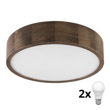 Brilagi - LED Οροφιαίο φωτιστικό CARVALHO 2xE27/60W/230V δρυς καρυδιά διάμ. 37 εκ.