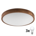 Brilagi - LED Οροφιαίο φωτιστικό CARVALHO SLIM 3xE27/60W/230V δρυς κεράσι διάμ. 47 εκ.