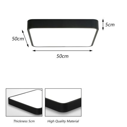 Brilagi - LED Οροφωτιστικό POOL LED/48W/230V 3000/4500/6000K 50x50 εκ. μαύρο